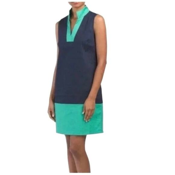 Sail to Sable Color block Navy blue & mint green Classic Tunic Dress Size Medium - Picture 11 of 11